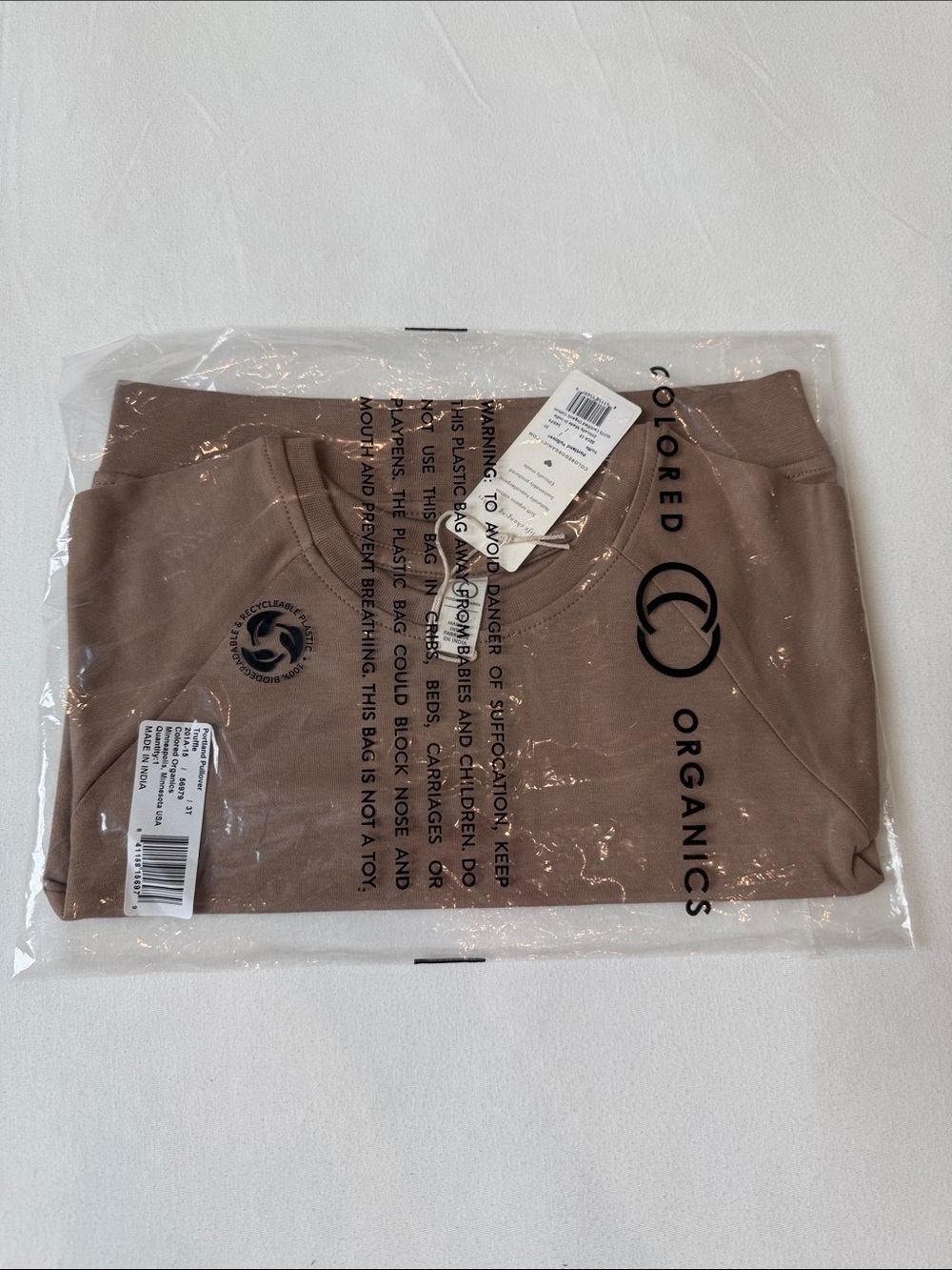 NWT Colored Organics Portland Pullover Size 3T